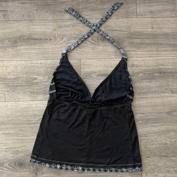 Lucky Brand-Black/Charcoal-Halter Swim Top-Size D *Excellent Used Condition* - Picture 2 of 5